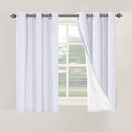 Primitive Linen Curtains 100% Blackout Curtain Drapes Burlap Curtains with White Thermal Insulated Liner (Bright White / 42"W x 54"L (Pack of 2))