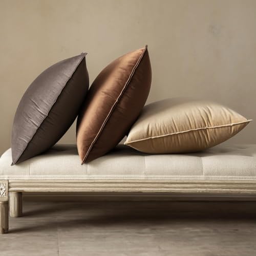 Decorative Dark Coffee Velvet Euro Sham Throw Pillow Covers 28x28 in (28" x 28" (Pack of 2) / Dark Coffee)
