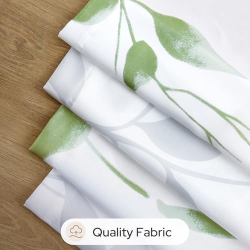 Non-See-Through Sage Green and White Privacy Sheer Curtains (Leaves-sage Green / 52"W x 84"L (Pack of 2))