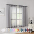 Grey Short Sheer Curtains 45 Inch Length for Small Windows (Charcoal Grey / 42"W x 45"L (Pack of 2))