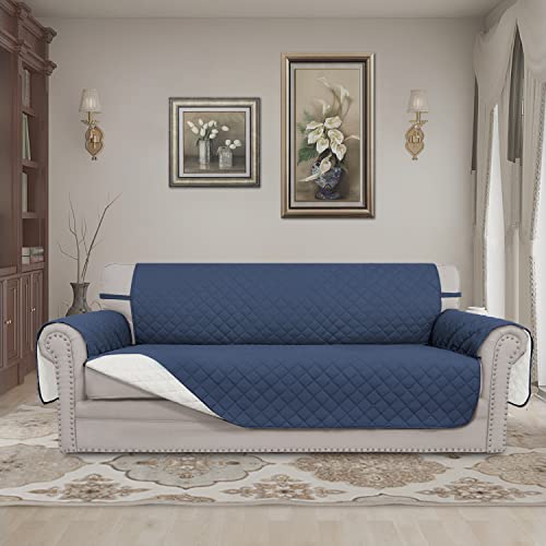 Reversible Couch Cover (Dark Blue/Ivory / X-Large Sofa)