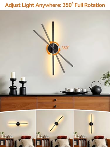Battery Operated Wall Sconces Set of 2 (Black / 24inch-2 Pack)