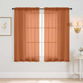 Orange Window Sheer Curtains 45 Inches Length (Orange / 42"W x 45"L (Pack of 2))