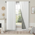 Black Out Curtains 63 Inch Long Small White Blackout Energy Saving Dining Room Darkening Curtain for Nursery Office Shabby Chic Faux Linen Kids Bedroom Curtains 63 Inch Length 2 Panels Back Tab Pocket (White / 52"W x 63"L (Pack of 2))