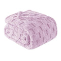 3D Checkered Fleece Queen Blanket for Bed (Light Purple / Queen (90"x90"))