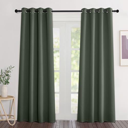 Dark Mallard Blackout Curtains 84 inch Length 2 Panels (Dark Mallard / 46"W x 84"L (Pack of 2))