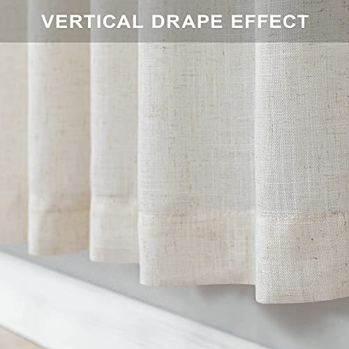 Natural Linen Boho Curtains 84 Inch Length 2 Panels Cream Ivory Light Filtering Semi Sheer Panels Floor Length Drapes for Bedroom Living Room Back Tab Pocket 34 x 84 Inch Long 7FT 7 FT Tall (34"W x 84"L (Pack of 2) / Natural)