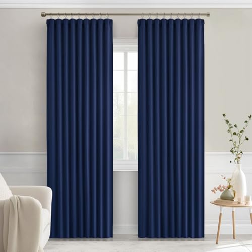 Navy Blue Back Tab Blackout Curtains 52x72 Inches Long 2 Panels Set (Navy Blue / 52"W x 72"L (Pack of 2))