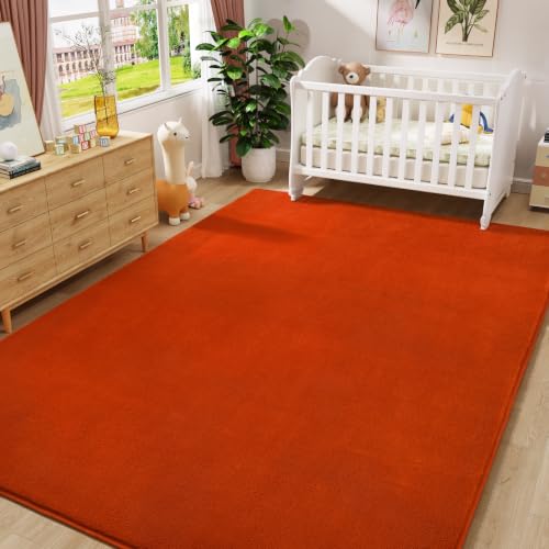 Modern Area Rug for Bedroom Living Room (4' x 6' (Rectangular) / Orange)