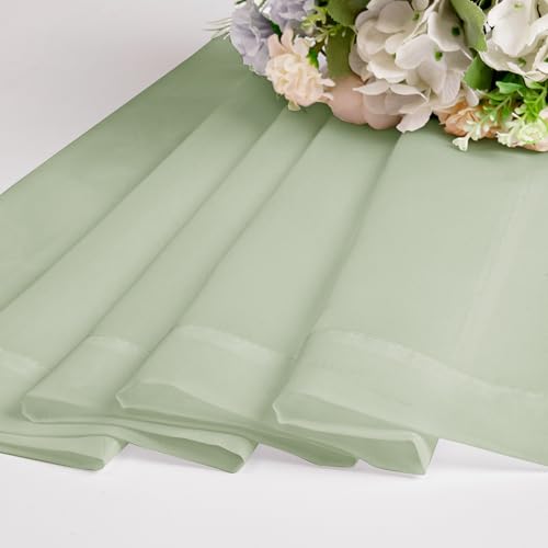 Sheer Curtains 54 inches Long 2 Panles for Living Room Bedroom Small Windowm (Light Green / 42"W x 54"L (Pack of 2))