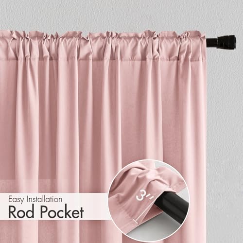 Light Pink Semi Sheer Privacy Curtains Drapes 2 Panels 52W x 96L (Light Pink / 52"W x 96"L (Pack of 2))