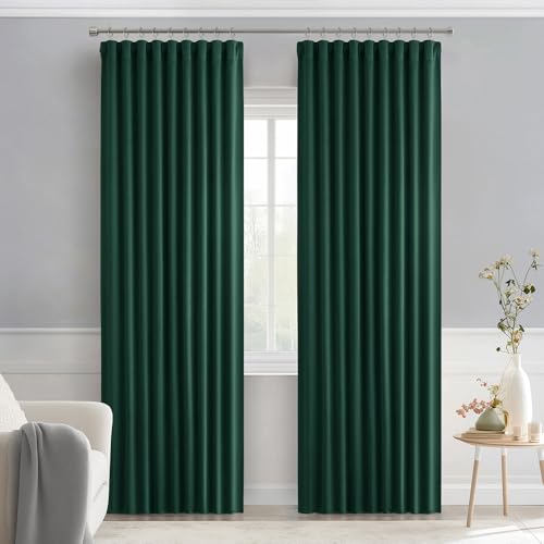 Christmas Hunter Green Back Tab Blackout Curtains 52"x84" 2 Panels (Hunter Green / 52"W x 84"L (Pack of 2))
