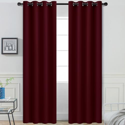 Room Darkening Curtains 52x84 inch Length Wine Red (Wine Red / 52"W x 84"L (Pack of 2))