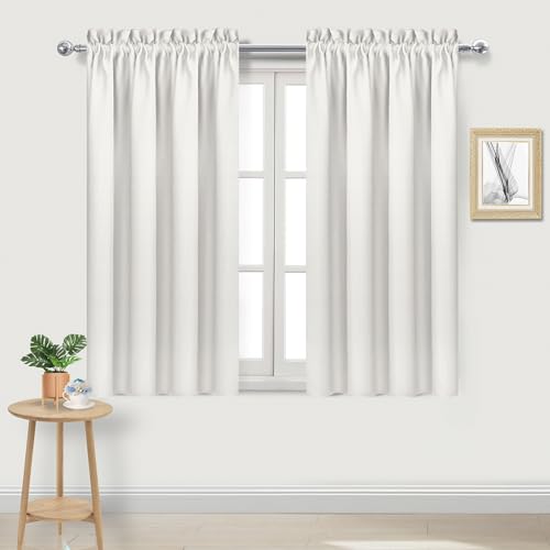 Blackout Curtains for Bedroom Living Room 38 x 45 Inch Long Ivory (Ivory / 38"W x 45"L (Pack of 2))
