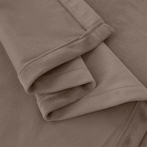 Taupe Velvet Blackout Curtains 80 Inches Long for Living Room with Grommet (Taupe / 52"W x 80"L (Pack of 2))