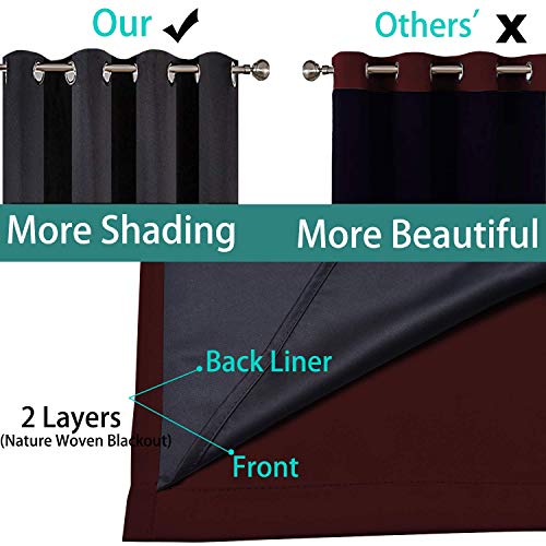 Burgundy Red Blackout Curtains 96 Inches Long for Bedroom 52" Wide (52"W x 96"L (Pack of 2) / Burgundy Red)