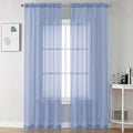 Sheer Curtains 90 inches Long 2 Panels (Denim Blue / 42"W x 90"L (Pack of 2))