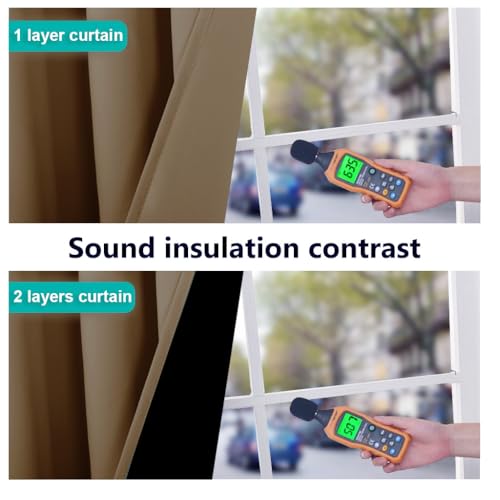 100% Blackout Short Curtains with Black Liners (Gold Brown / 37"W x 40"L (Pack of 2))