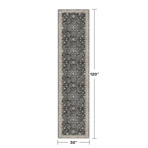 Black Washable 10ft Long Runners for Hallways (2'6" x 10' (Runner) / Ashen / Multi)