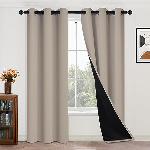 Natural Blackout Curtains 84 Inches Long for Bedroom 42" Wide 2 PCS (42"W x 84"L (Pack of 2) / Natural)
