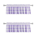 2 Pieces Valences Buffalo Check Kitchen Tier Curtains Classic Plaid Gingham Farmhouse Window Curtain Valance Living Room Bedroom Rod Pocket Lilac & White 56"x 16" (56"W x 16"L (Pack of 2) / Lilac+white)