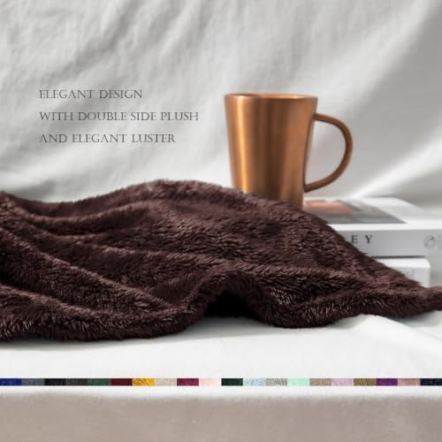 Fuzzy Plush Fleece Bed Blanket Queen Size (Coffee / 90x90 IN)