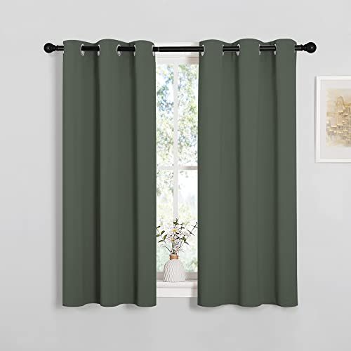 Sleek Blackout Curtains 48 inches Length for Small Windows (Dark Mallard / 34"W x 48"L (Pack of 2))