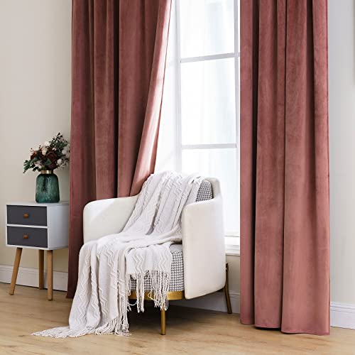 Velvet Blackout Curtains 52x84 inches 2 Panels Dusty Rose Pink (Dusty Rose / 52"W x 84"L (Pack of 2))