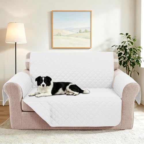 Oversized Loveseat Couch Cover for Dogs (White/White / Loveseat - Oversized (54"))