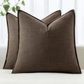 Decorative Linen Euro Sham Pillow Covers 22x22 Inch Dark Coffee Chocolate (Dark Coffee / 22" x 22" (Pack of 2))