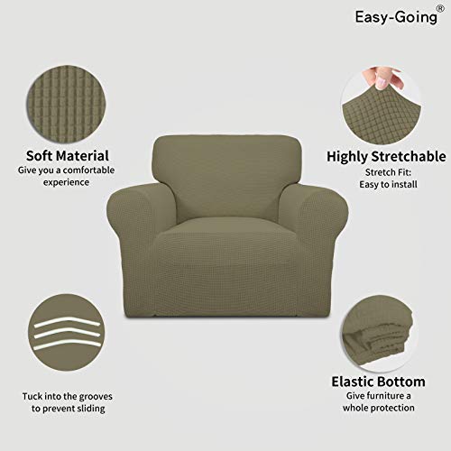 Stretch Chair Slipcover with Arm Washable Khaki (Small Chair / Khaki)
