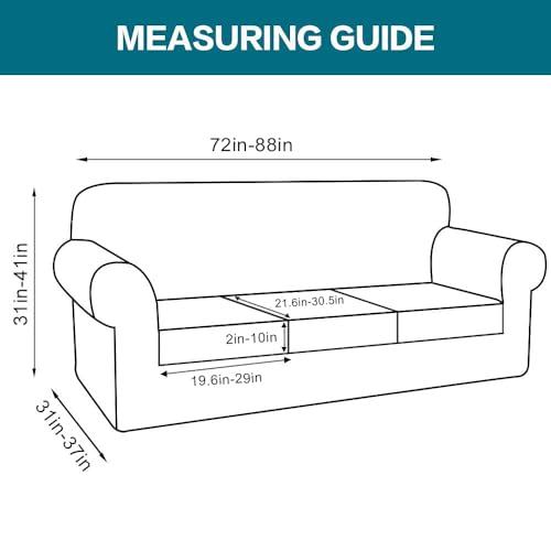 4 Piece Couch Covers for 3 Cushion Couch Sofa Pet Friendly Stretch Couch Cover for Dogs Washable Sofa Covers with Individual Couch Cushion Covers (Sofa (3 Cushion) / Taupe)