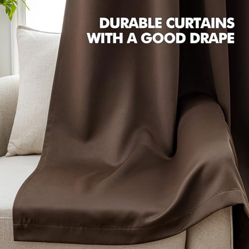 Chocolate Brown Blackout Bedroom Curtains Drape 84 Inch Long 52"x84" (Chocolate Brown / 52"W x 84"L (Pack of 2))