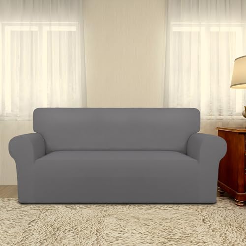 Super Stretch Sofa Slipcover (Medium-XL Oversized Loveseat / Light Gray)