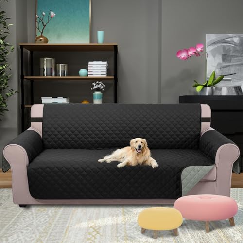 Reversible Sofa Cover Couch Cover for Dogs (Black/Grey / 68"sofa L - Large)
