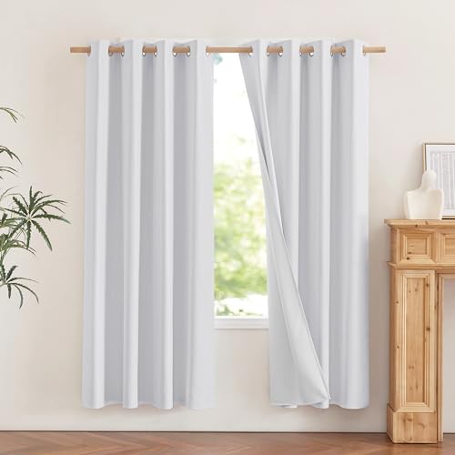 100% Absolutely Blackout Linen Curtains with Thermal Insulated White Liner (52"W x 72"L (Pack of 2) / White)