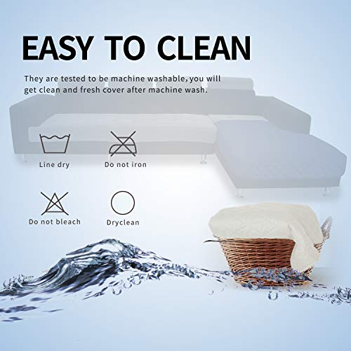 Sectional Couch Covers for Dogs L Shape Sofa Cover Reversible Sofa Slipcover Chaise Lounge Cover Furniture Protector Cover for Pets Dog Cat (42" x 52" / Ivory/Ivory)
