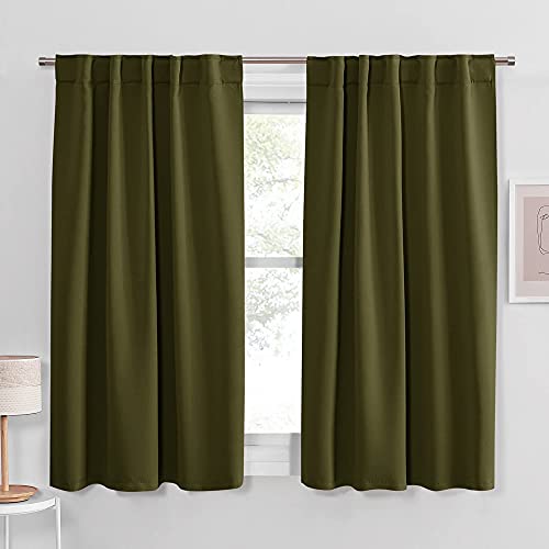Blackout Kitchen Curtains (Olive Green / 42"W x 45"L (Pack of 2))
