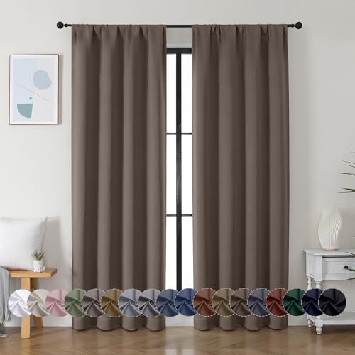 Ava Brown Blackout Curtains for Bedroom 84 Inch Length 2 Panels Set (Brown / 40"W x 84"L (Pack of 2))