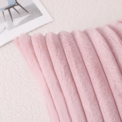 Faux Fur Decorative Throw Pillow Covers 26x26 Set of 2 (Blush Pink / 26" x 26" (Pack of 2))