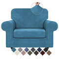 Velvet Stretch 2 Pieces Chair Sofa Slipcovers Washable (Small / Peacock Blue)