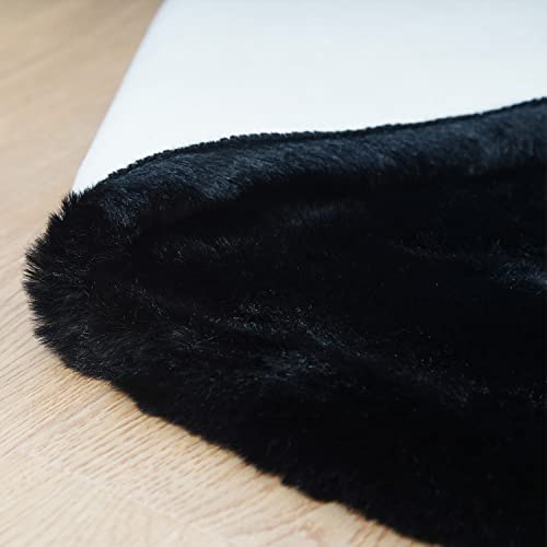 Ultra Soft Faux Rabbit Fur Rug (Black / 2' x 8' (Rectangular))