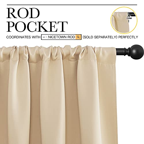 Room Darkening Curtains for Bedroom (Biscotti Beige / 52"W x 84"L (Pack of 2))