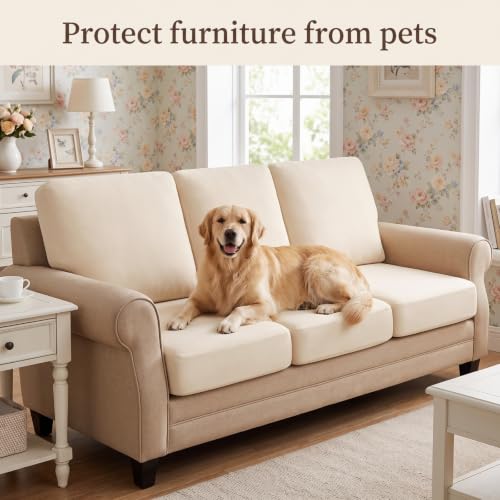 4 Pcs Stretch Cushion Covers (Beige / Seat Cover)