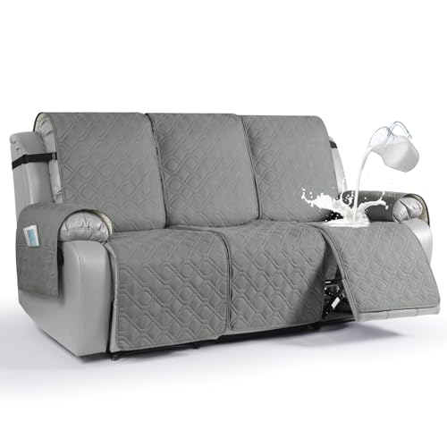 Waterproof Recliner Couch Covers Washable (Grey / 3 Seater)