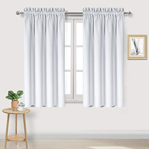 Blackout Curtains for Bedroom Living Room 38 x 45 Inch Long 2 Panels (Greyish White / 38"W x 45"L (Pack of 2))
