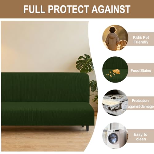 Stretch Futon Cover Armless Bed Slipcover (Bronze Green / Futon)