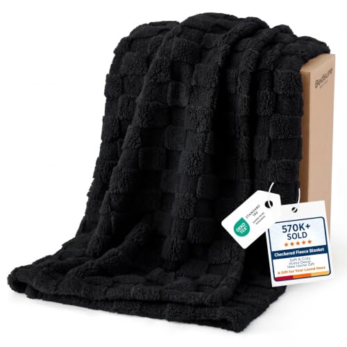 Checkered Soft Cozy Twin Blanket for Bed (Black / Twin (60" X 80"))