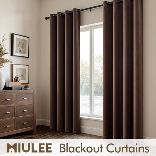 Chocolate Brown Blackout Bedroom Curtains Drape 84 Inch Long 52"x84" (Chocolate Brown / 52"W x 84"L (Pack of 2))