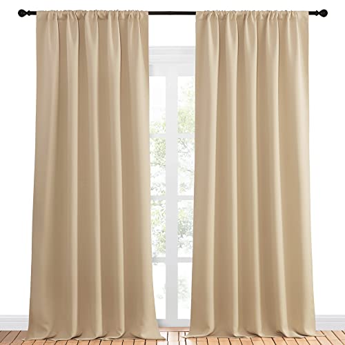 Room Darkening Curtains for Bedroom (Biscotti Beige / 52"W x 95"L (Pack of 2))